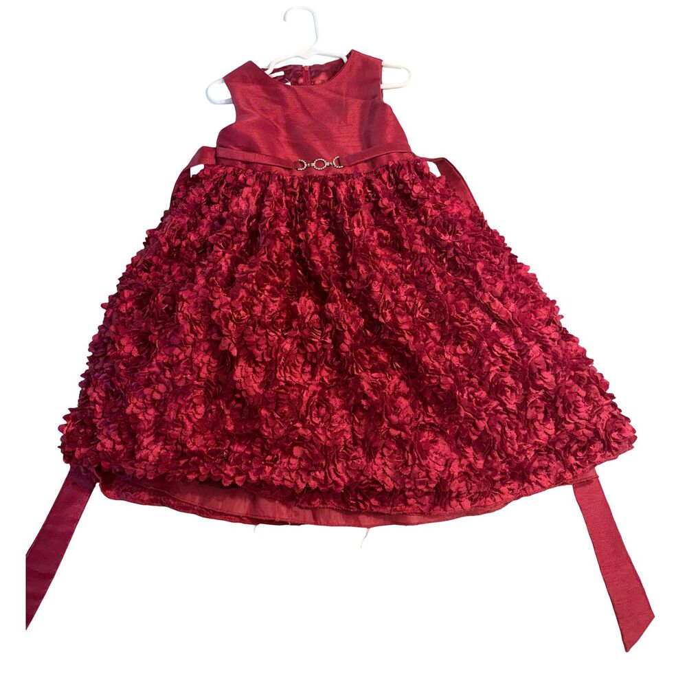 American Princess 5T Red Sleeveless Rosette Party Dress